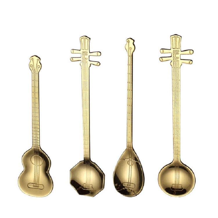 Stainless Steel Coffee Mixing Spoon Creative Musical Instrument Shape Spoon, Style:Octagonal, Col...