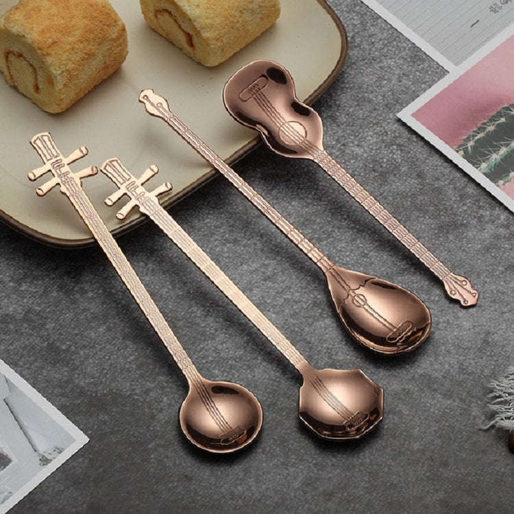 Stainless Steel Coffee Mixing Spoon Creative Musical Instrument Shape Spoon, Style:Octagonal, Col...