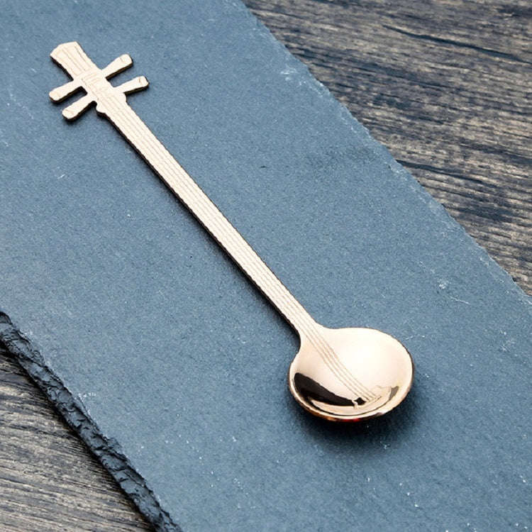 Stainless Steel Coffee Mixing Spoon Creative Musical Instrument Shape Spoon, Style:Yueqin, Color:...