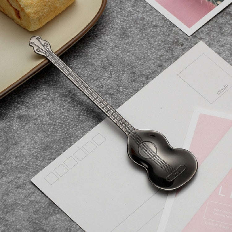 Stainless Steel Coffee Mixing Spoon Creative Musical Instrument Shape Spoon, Style:Guitar, Color:...