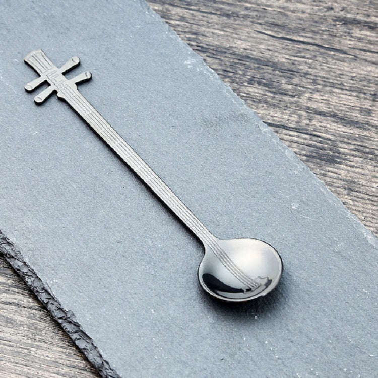 Stainless Steel Coffee Mixing Spoon Creative Musical Instrument Shape Spoon, Style:Yueqin, Color:...