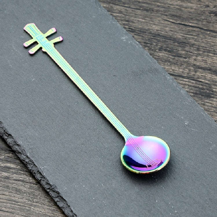 Stainless Steel Coffee Mixing Spoon Creative Musical Instrument Shape Spoon, Style:Yueqin, Color:...
