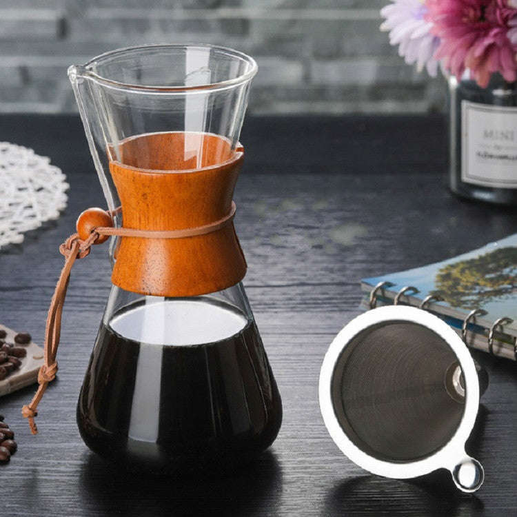 Heat Resistant Glass Coffee Pot Convenient Hand Made Pot, Specification:600ml Coffee Pot with Str...
