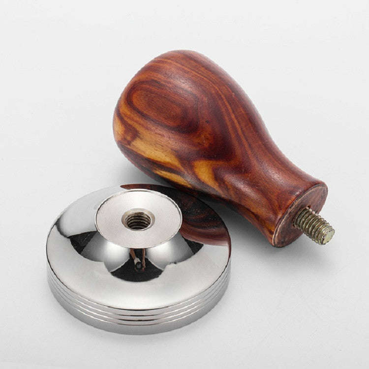 Stainless Steel Solid Wood Handle Integrated Coffee Powder, Specification:57.5mm, Color:Rosewood ...