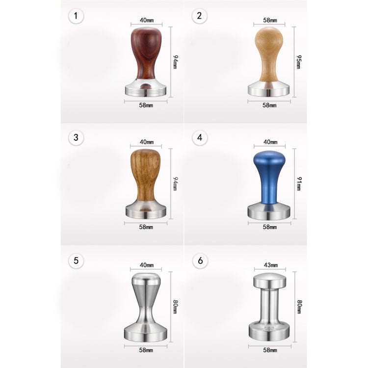 Stainless Steel Solid Wood Handle Integrated Coffee Powder, Specification:58mm, Color:Aluminum In...