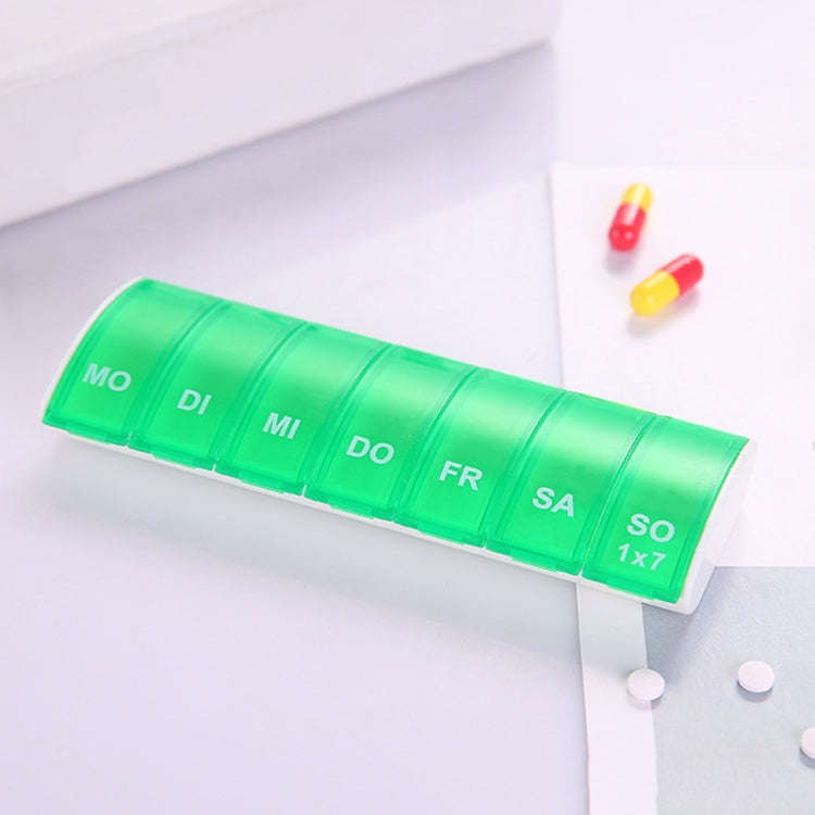 Portable Seven-part Mini Storage Pill Box(Green)
