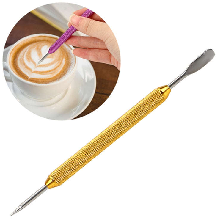 Fancy Coffee Pull Flower Needle Stainless Steel Carved Rod Crochet Flower Needle(Gold)