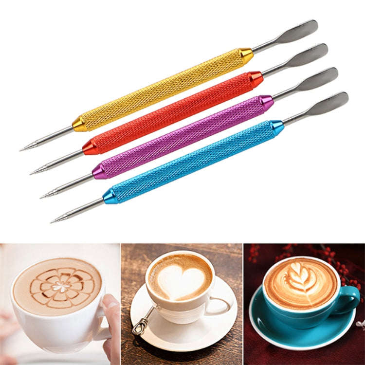 Fancy Coffee Pull Flower Needle Stainless Steel Carved Rod Crochet Flower Needle(Gold)