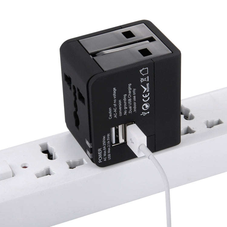 5V 2.1A Dual USB Power Socket Charger Adapter, UK / EU / US / AU Plug(Black)