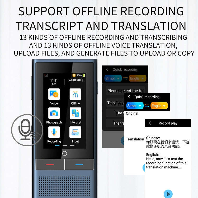 Z6 4G Version 3.1 inch Screen Smart Voice Translator for Business Travel 1GB+16GB Support 138 Lan...