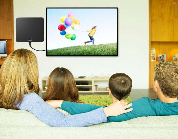 Ultra-thin Indoor HD Digital TV Antenna with 50 Miles Long Range Amplifier(Black)