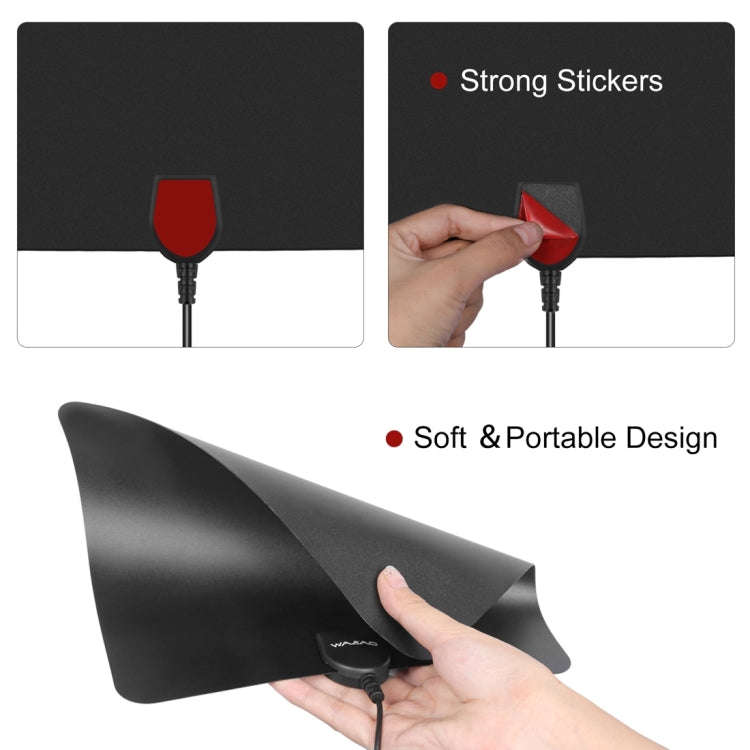 Ultra-thin Indoor HD Digital TV Antenna with 50 Miles Long Range Amplifier(Black)