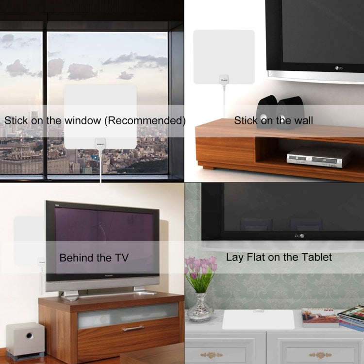 Ultra-thin Indoor HD Digital TV Antenna with 50 Miles Long Range Amplifier(White)