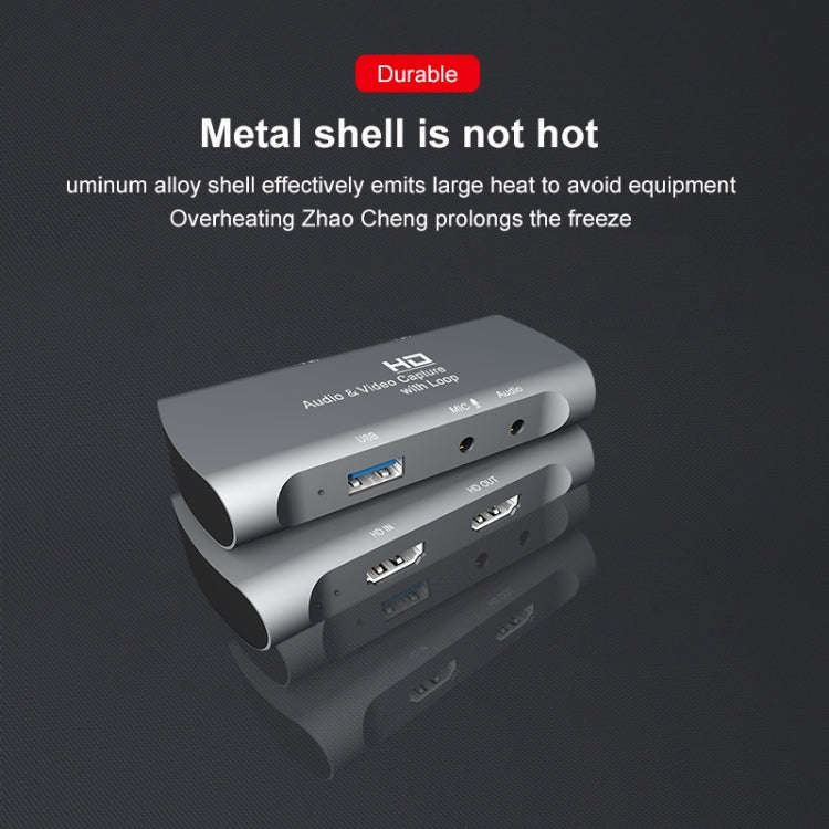 Z27 HDM Female + Mic to HDM Female USB 2.0 Video Audio Capture Box(Dark Gray)