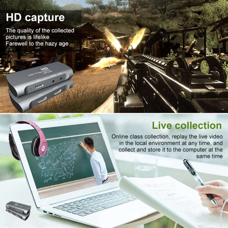 Z27 HDM Female + Mic to HDM Female USB 2.0 Video Audio Capture Box(Dark Gray)