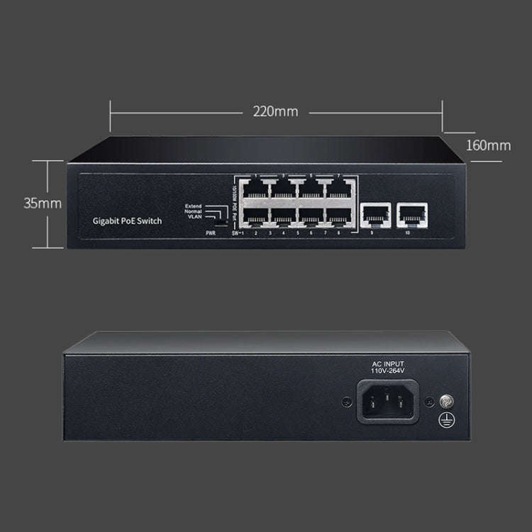 COMFAST CF-SG181P 10 Port Gigabit POE Ethernet Switch 20Gbps Backplane Bandwidth Monitoring