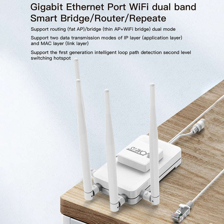 VONETS VAR1200-H 1200Mbps Wireless Bridge External Antenna Dual-Band WiFi Repeater, With DC Adapt...