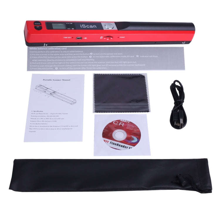 iScan01 Mobile Document Handheld Scanner with LED Display, A4 Contact Image Sensor(Red)