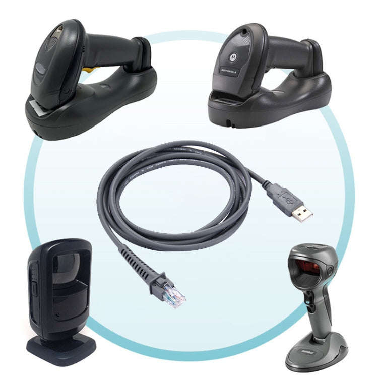 2m USB A Male to RJ45 Scanner Serial Data Cable for Symbol LS2208 / 2208AP / LS4278(Grey)