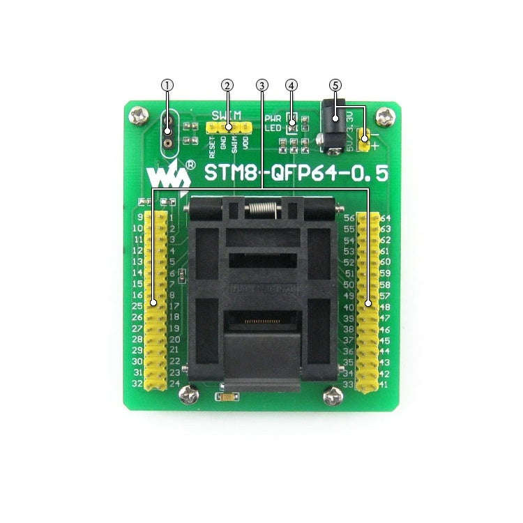 Waveshare STM8-QFP64-0.5, Programmer Adapter