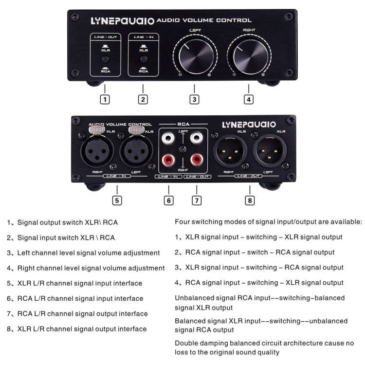 LINEPAUDIO A977 2 In 2 Out Switcher Full-balance Passive Preamp Active Speaker Double Sound Sourc...