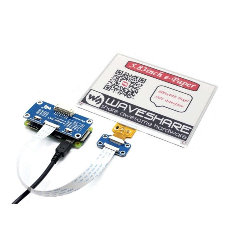 Waveshare 5.83 inch 600x448 Pixel Red Black White Three-color E-Ink Display HAT (B) for Raspberry...