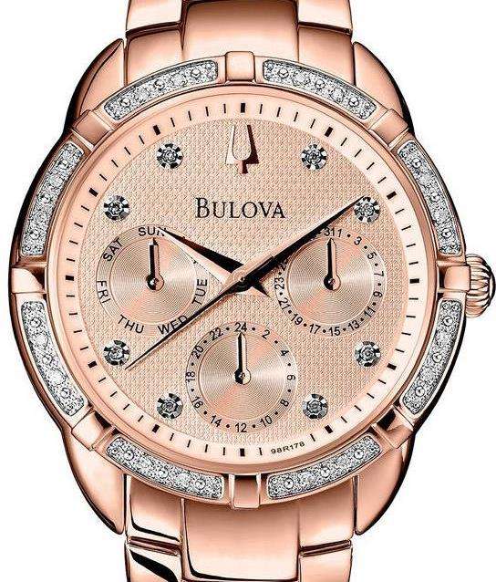 Authentic BULOVA Diamond Collection Rose Gold Multifunction Ladies Watch