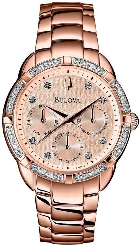 Authentic BULOVA Diamond Collection Rose Gold Multifunction Ladies Watch