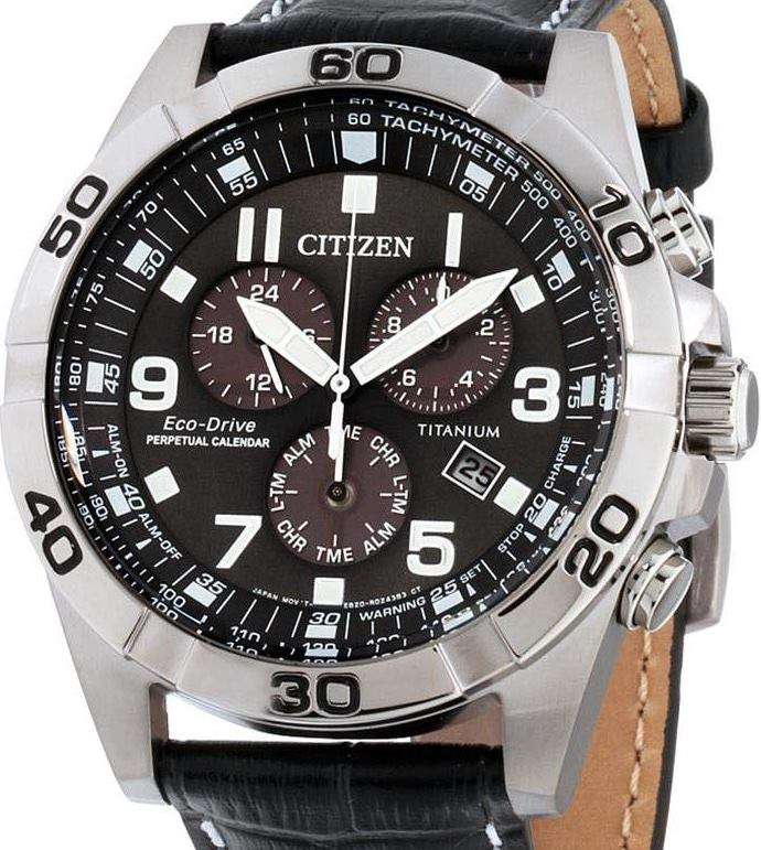 Authentic CITIZEN Eco-Drive Titanium Perpetual Calendar Chronograph Mens Watch
