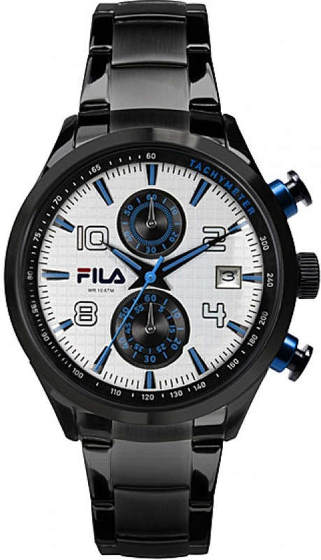 Authentic FILA Black Stainless Steel Chronograph Mens Watch