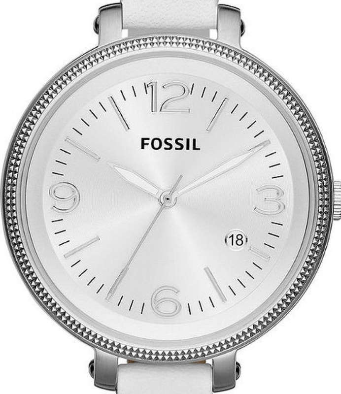 Authentic FOSSIL Heather White Leather Large Dial Ladies Watch