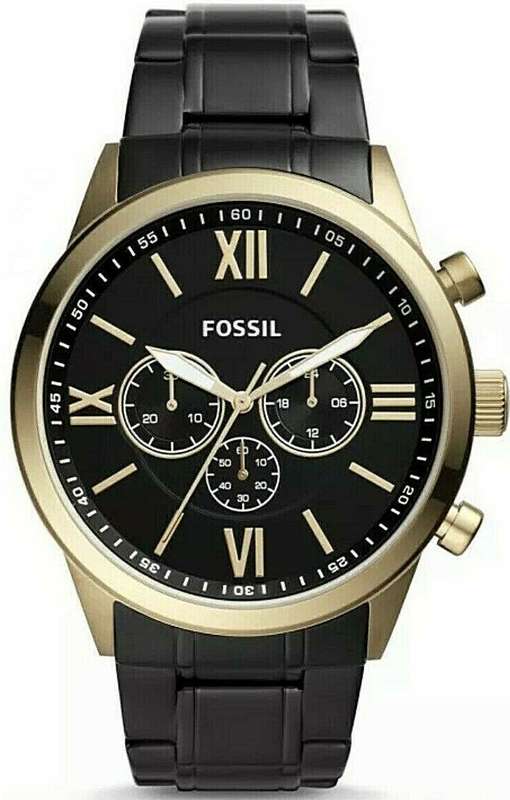 Authentic FOSSIL Flynn Black Stainless Steel Chronograph Mens Watch