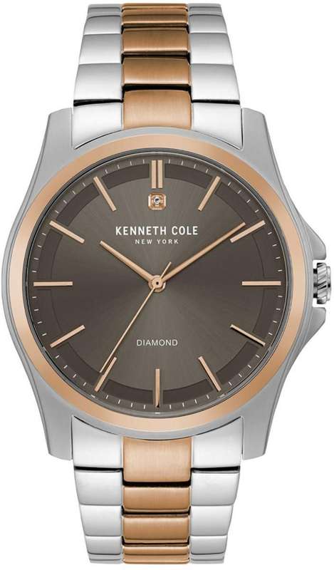 Authentic KENNETH COLE Diamond Accented Two Tone Stainless Steel Mens Watch