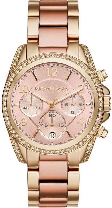 Authentic MICHAEL KORS Blair Two Tone Crystal Chronograph Ladies Watch