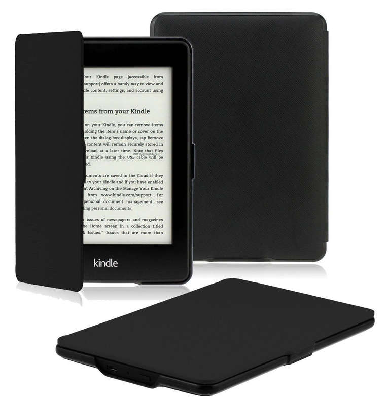 OMOTON Kindle Paperwhite PU Leather Cover - Black