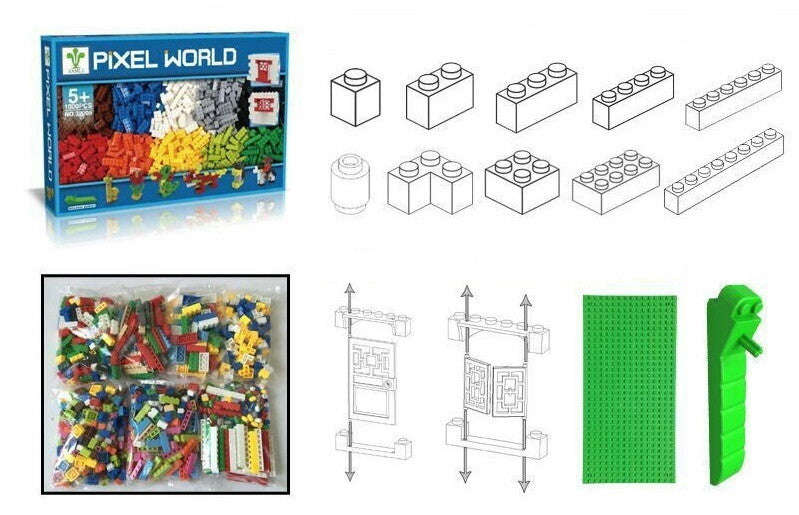 PIXEL WORLD 1000pc Variety Building Blocks Set (Similar to Lego)