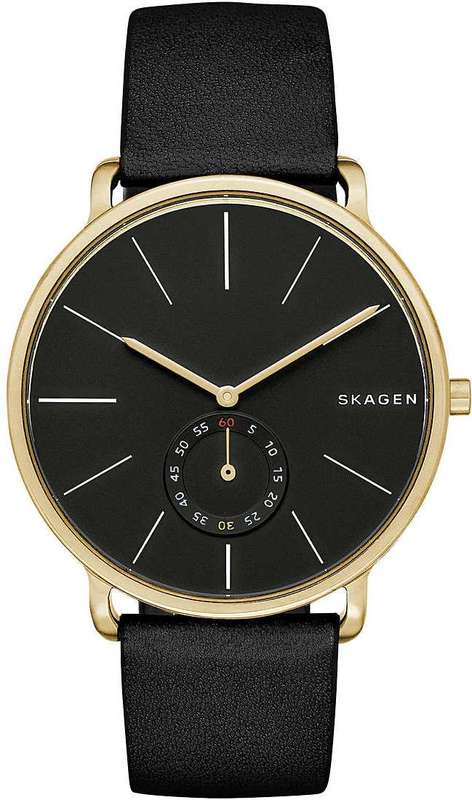 Authentic SKAGEN Denmark Hagen Black Leather Mens Watch