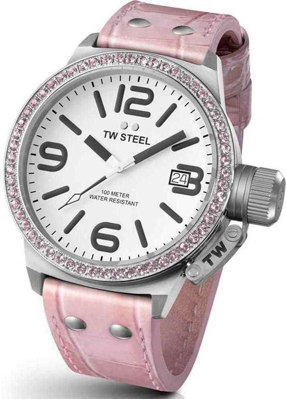 Authentic TW STEEL Canteen Crystal Accented Oversized Ladies Watch