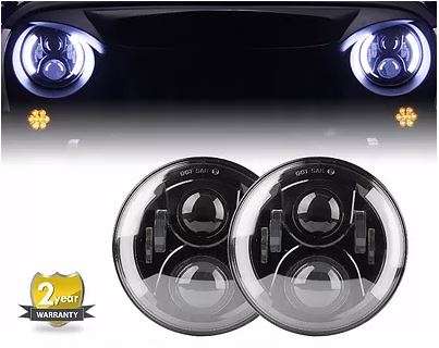 7" 120W LED Jeep JK/JKU Headlight Set - Semi Halo
