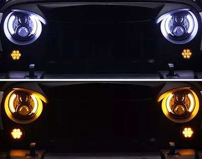 7" 120W LED Jeep JK/JKU Headlight Set - Semi Halo