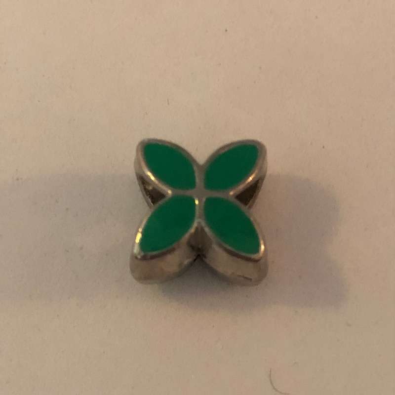 Bead Fit Pandora: 'Silver', Flower (Green Enamel), Spacer