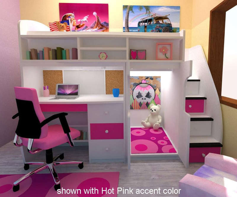 Play and Study Bunk Bed - Three quarter with play area