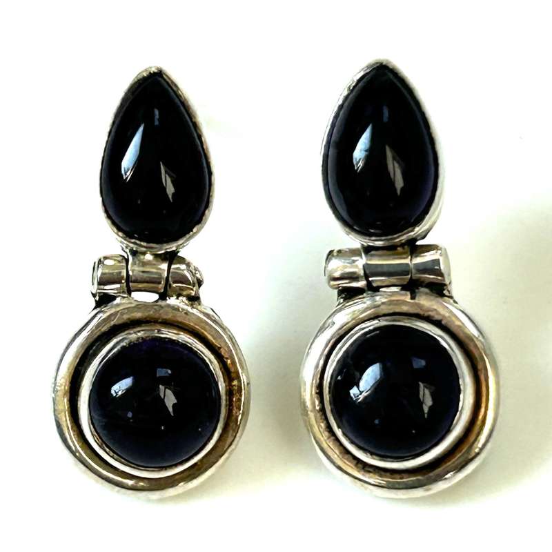 Sterling Silver and Amethyst Drop Earrings