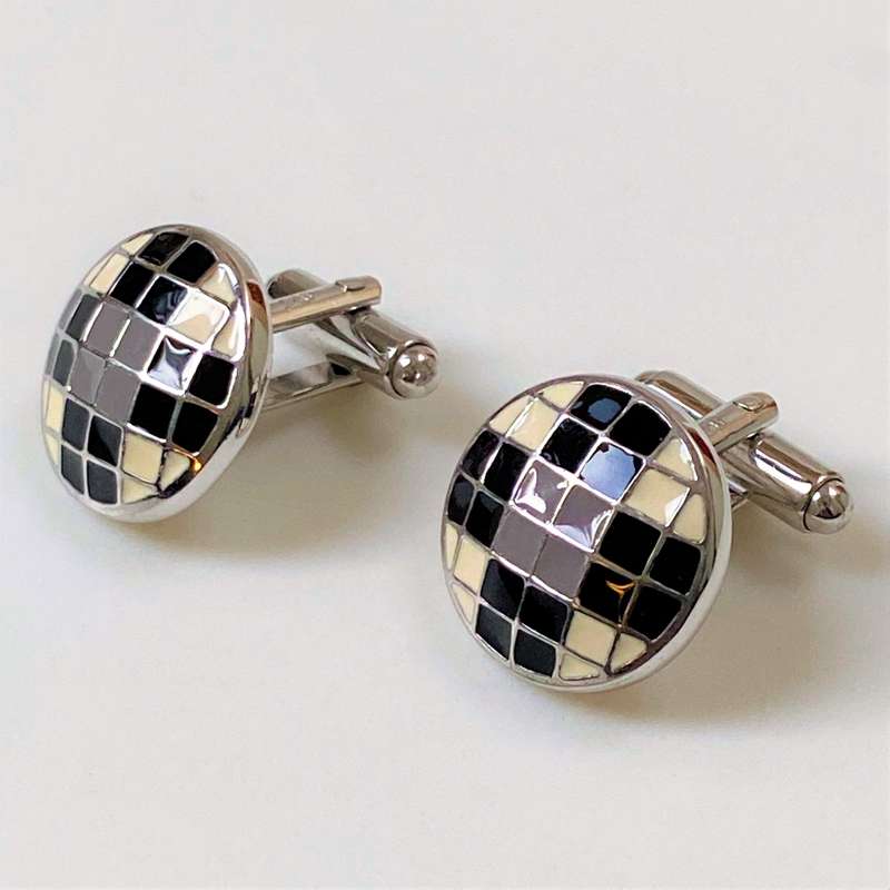Sterling Silver and Enamel Tartan Cufflinks