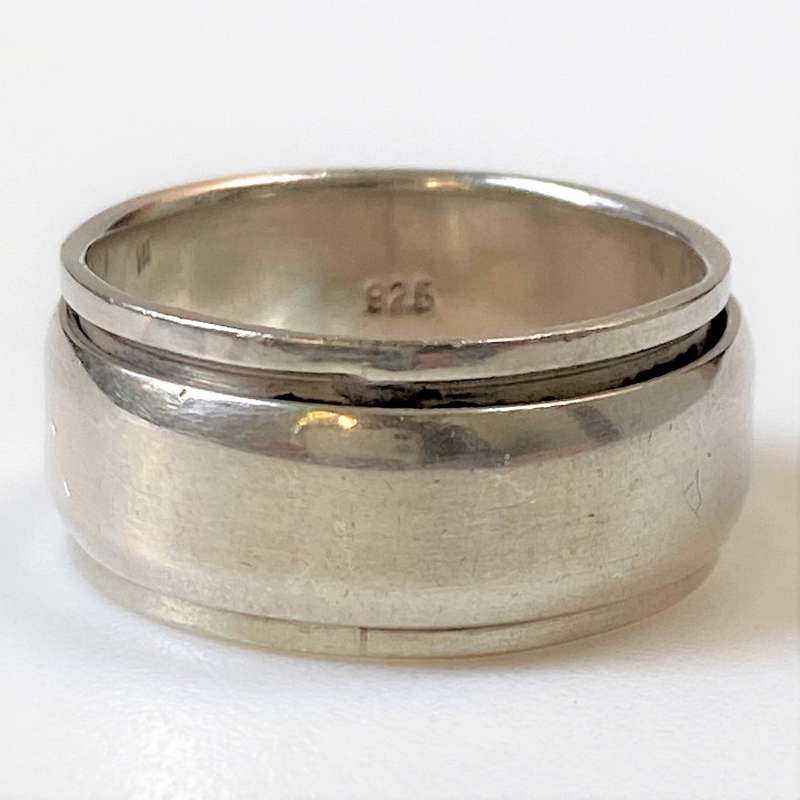 Sterling Silver Mens Ring with Rotating Element