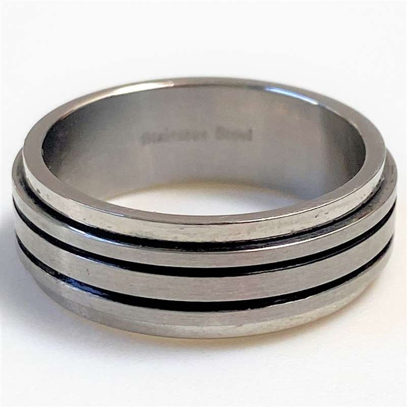 Stainless Steel Mens Ring with Rotating Element