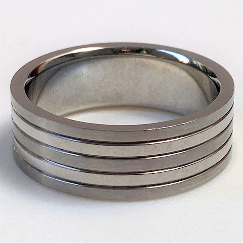 Stainless Steel Mens Ring with Stripes