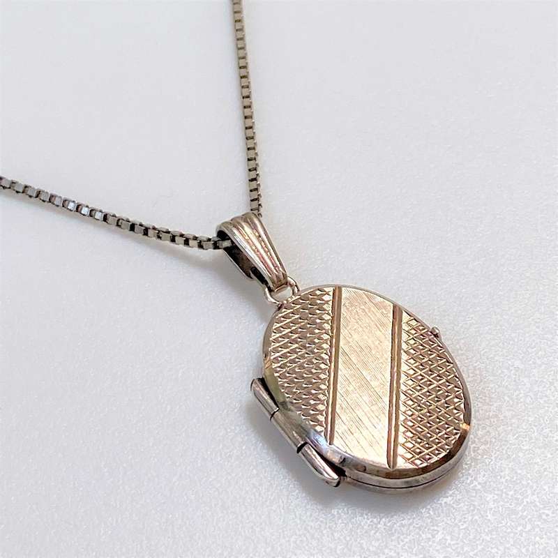Oval Sterling Silver Locket Pendant Necklace