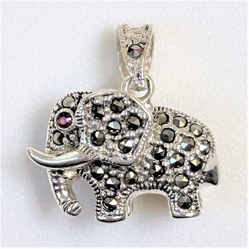 Sterling Silver and Marcasite Elephant Pendant