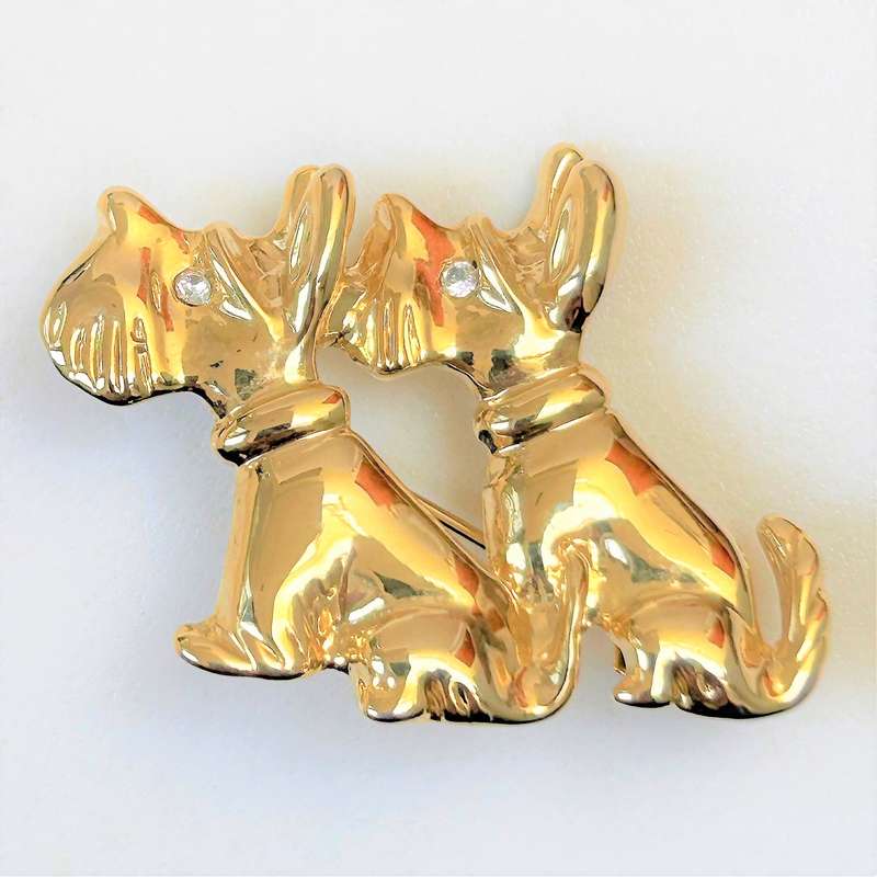 Vintage Twin Schnauzer Dog Brooch